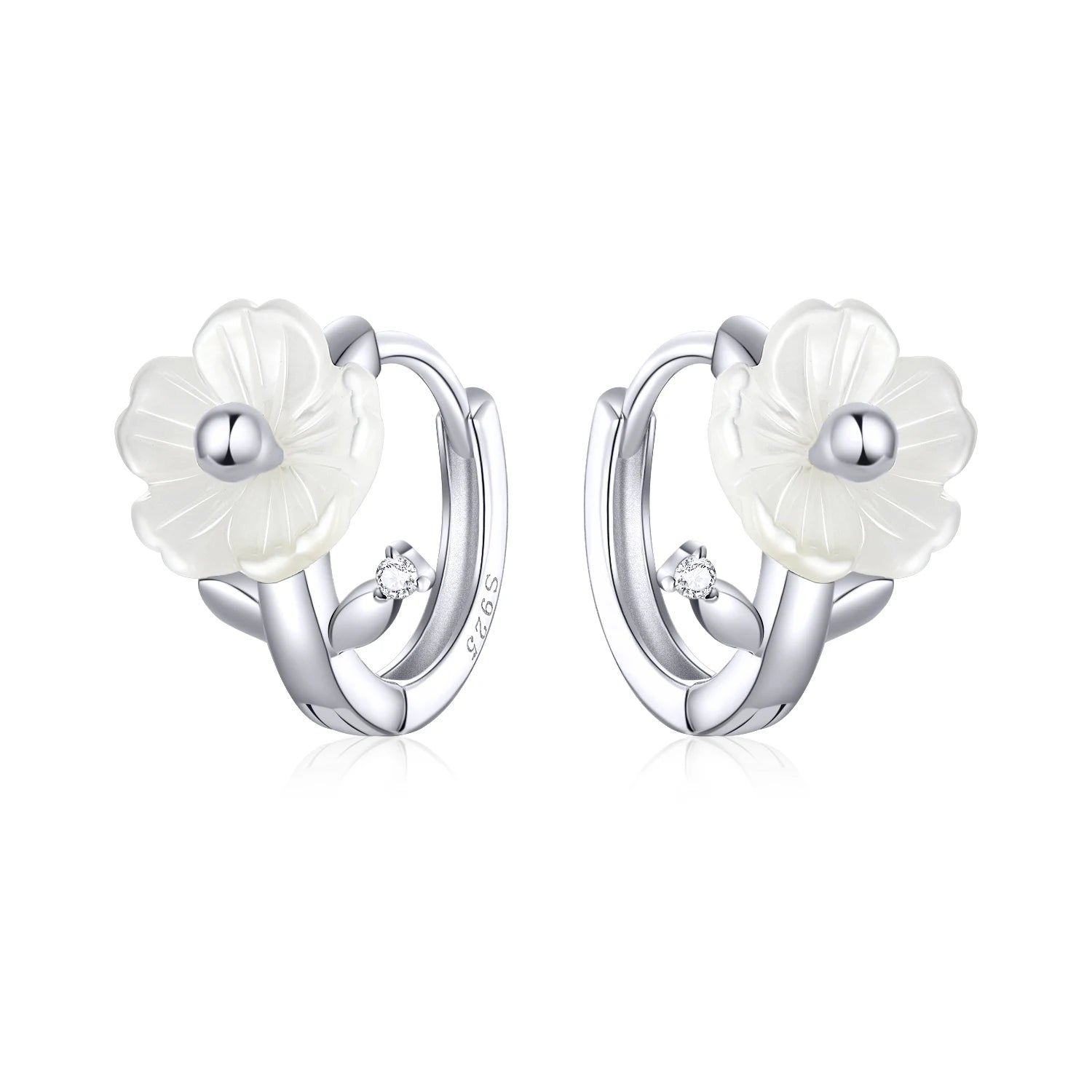 mirrorquenn Sterling Silver Sakura Pink Shell Stud Earrings in shop online women's fashion