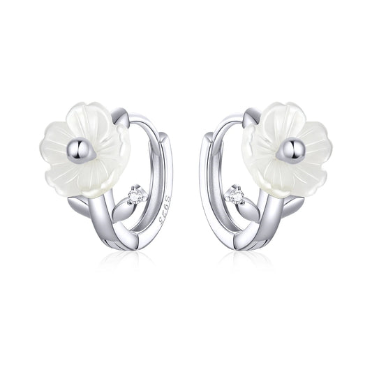 mirrorquenn Sterling Silver Sakura Pink Shell Stud Earrings in shop online women's fashion