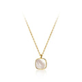   MirrorQuenn  Sterling Silver Shell Square Pendant Necklace Gold 