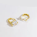   MirrorQuenn  Sterling Silver Square CZ Hoop Earrings Gold-Silver 