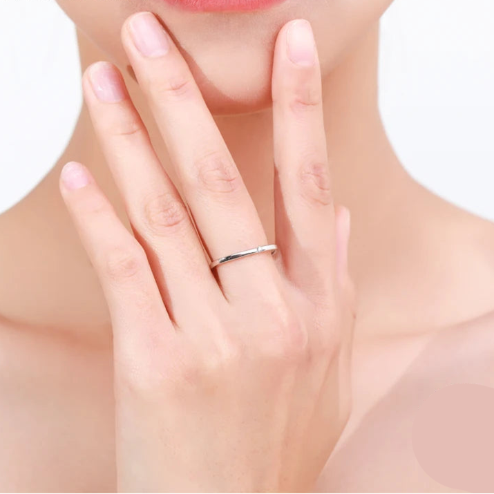   MirrorQuenn  Sterling Silver Square Zircon Wedding Band Gold / 5-Gold / 6-Gold / 7-Gold / 8-Gold / 9 