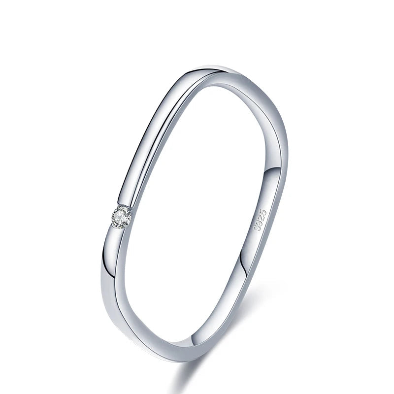   MirrorQuenn  Sterling Silver Square Zircon Wedding Band Gold / 5-Gold / 6-Gold / 7-Gold / 8-Gold / 9 