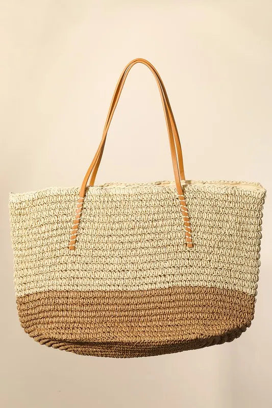 mirrorquenn Straw Braided Beach Tote Bag in shop online women's fashion