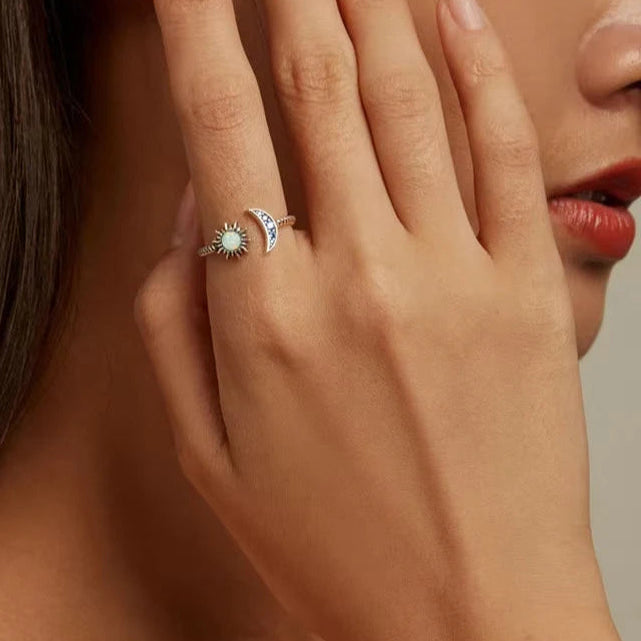   MirrorQuenn  Sun & Moon Opal Adjustable Silver Ring Size 8-10 / SILVER-Size 8-10 / GOLD-Size 5-7 / SILVER-Size 5-7 / GOLD 
