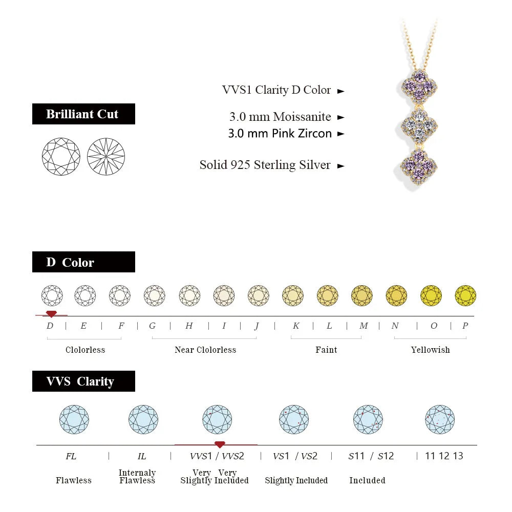   MirrorQuenn bracelets The Eternal Blossom Moissanite Pendant Pink Zircon + White Gold / 925 Sterling Silver / 45cm-Pink Zircon + Yellow Gold / 925 Sterling Silver / 45cm-Full Moissanite + White Gold / 925 Sterling Silver / 45cm-Full Moissanite + Yellow Gold / 925 Sterling Silver / 45cm 