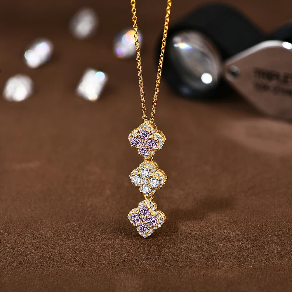   MirrorQuenn bracelets The Eternal Blossom Moissanite Pendant Pink Zircon + White Gold / 925 Sterling Silver / 45cm-Pink Zircon + Yellow Gold / 925 Sterling Silver / 45cm-Full Moissanite + White Gold / 925 Sterling Silver / 45cm-Full Moissanite + Yellow Gold / 925 Sterling Silver / 45cm 