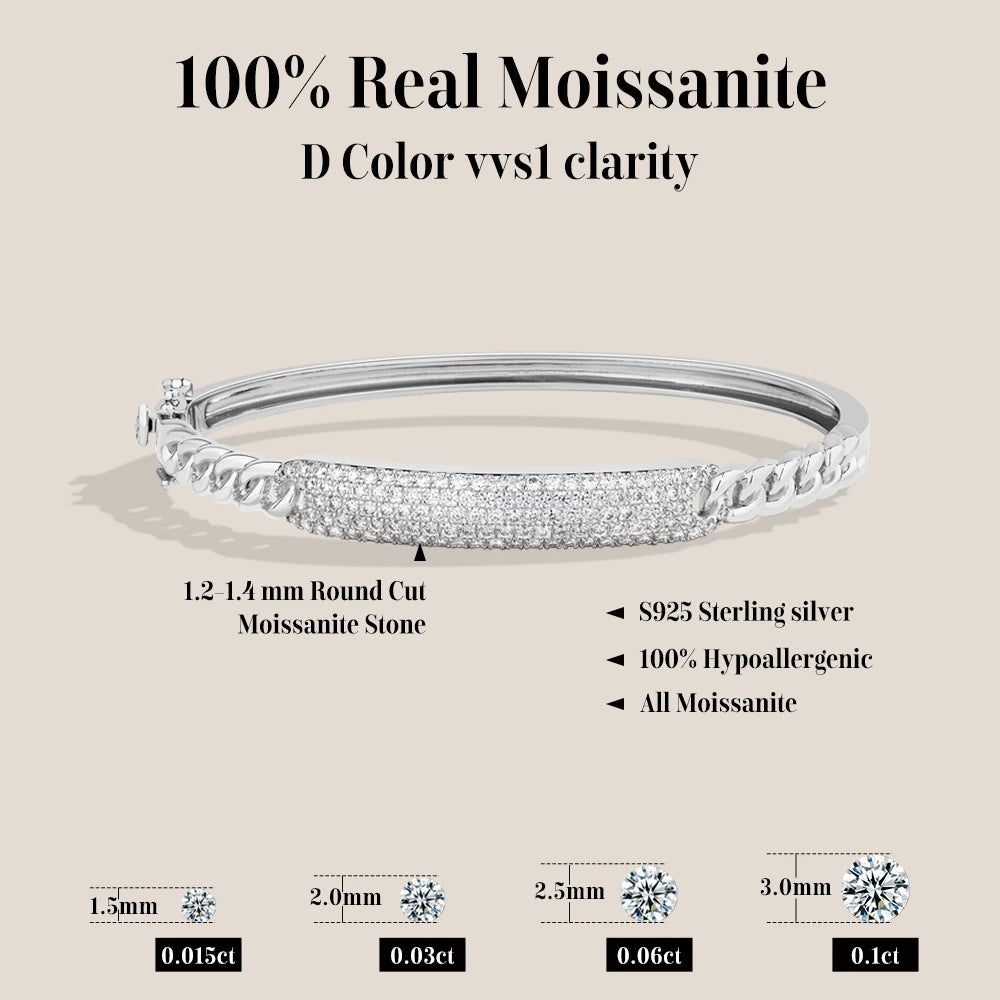   MirrorQuenn  The Golden Eclipse Moissanite Bangle Yellow Gold / 20cm-Yellow Gold / 17cm-Yellow Gold / 15cm-White Gold / 20cm-White Gold / 17cm 