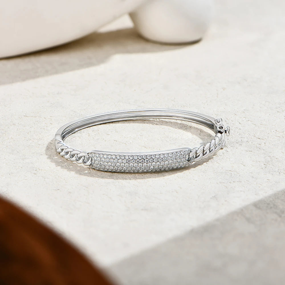   MirrorQuenn  The Golden Eclipse Moissanite Bangle Yellow Gold / 20cm-Yellow Gold / 17cm-Yellow Gold / 15cm-White Gold / 20cm-White Gold / 17cm 