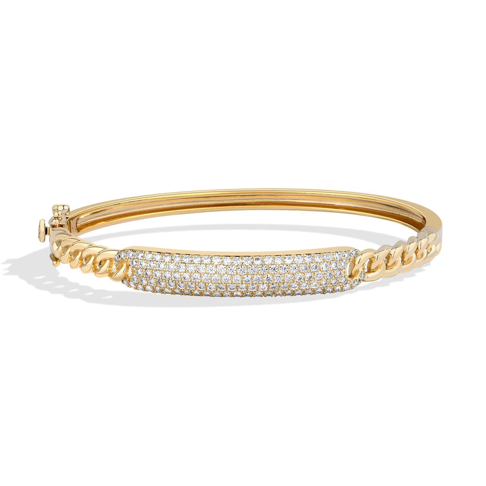   MirrorQuenn  The Golden Eclipse Moissanite Bangle Yellow Gold / 20cm-Yellow Gold / 17cm-Yellow Gold / 15cm-White Gold / 20cm-White Gold / 17cm 