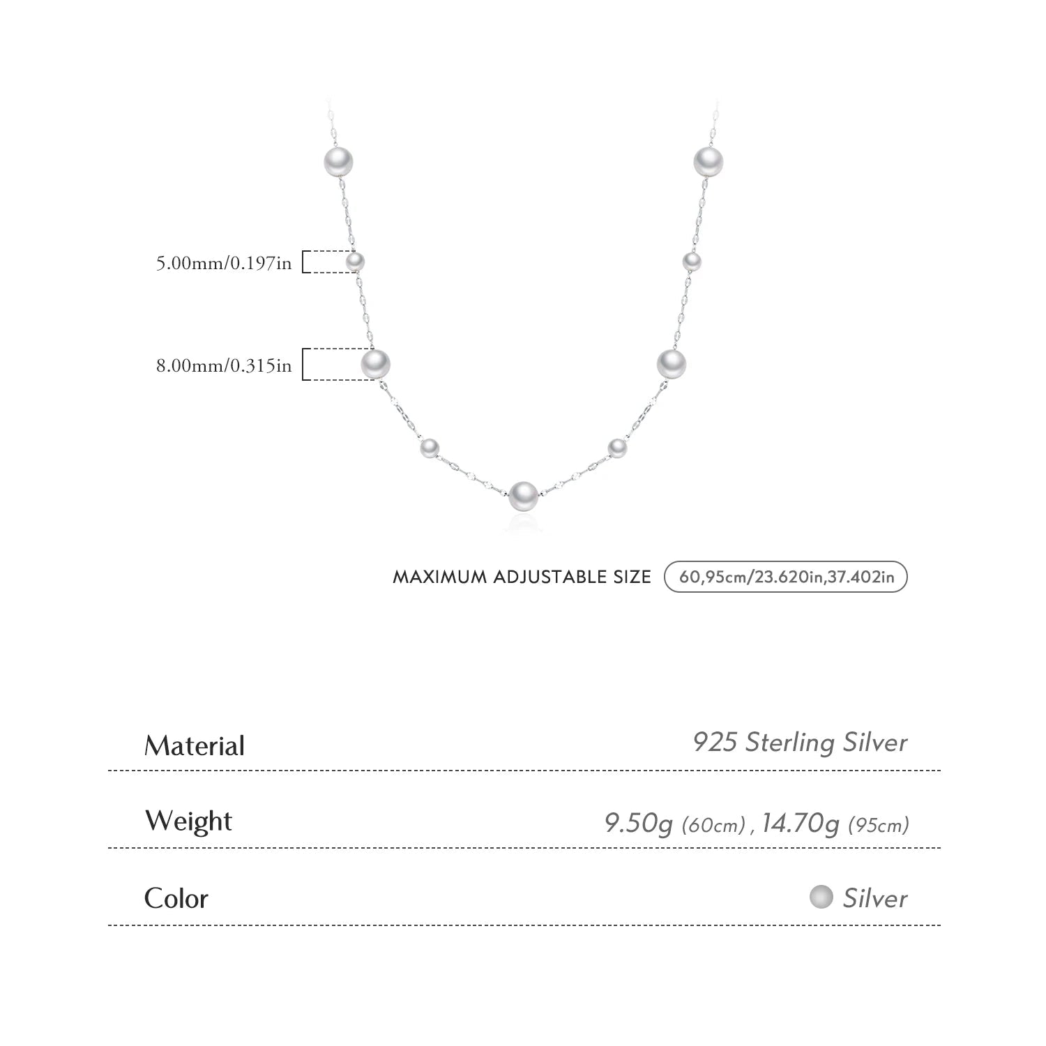   MirrorQuenn  The Luminous Pearl Y-Lariat 60CM-95CM 