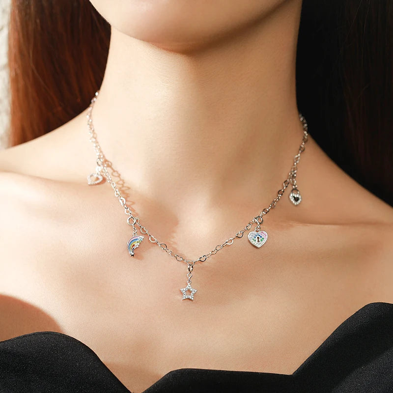   MirrorQuenn  The Prism Heart Lock Charm Cubic Zirconia 