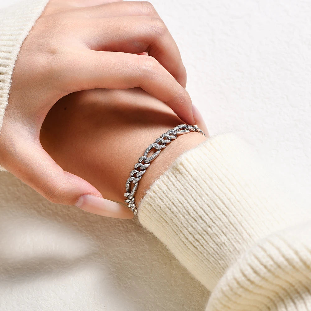   MirrorQuenn  The Royal Cuban Link Bracelet (VVS Moissanite) S925 Sterling Silver / White Gold / 16cm (Standard Women)-S925 Sterling Silver / White Gold / 18cm (Standard Men)-S925 Sterling Silver / White Gold / 15cm (Petite)-S925 Sterling Silver / White Gold / 20cm (Large)-S925 Sterling Silver / White Gold / 17cm 