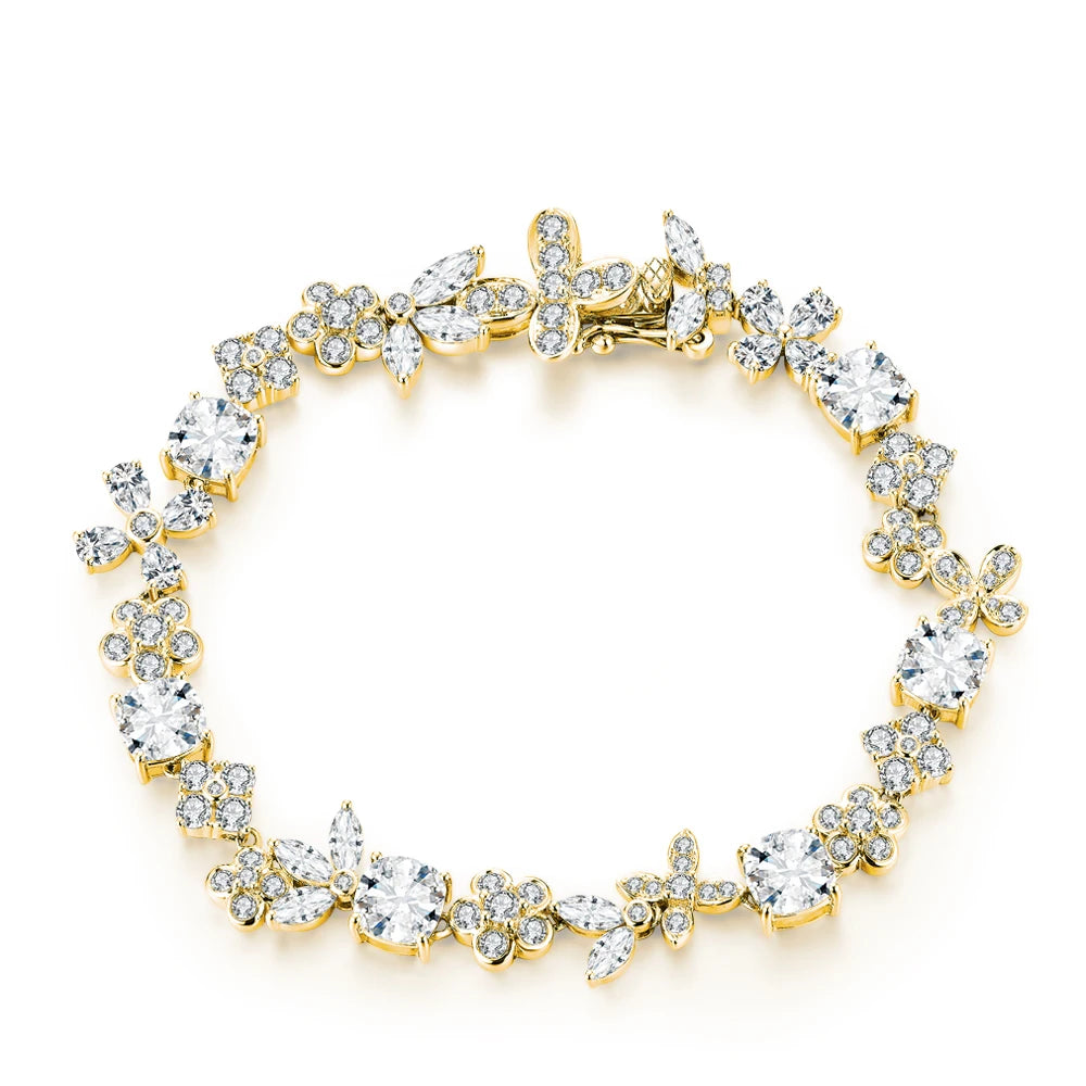   MirrorQuenn  The Sovereign Moissanite Tennis Bracelet Yellow Gold / 16cm-Yellow Gold / 17cm-Yellow Gold / 18cm-Yellow Gold / 19cm-Yellow Gold / 20cm 