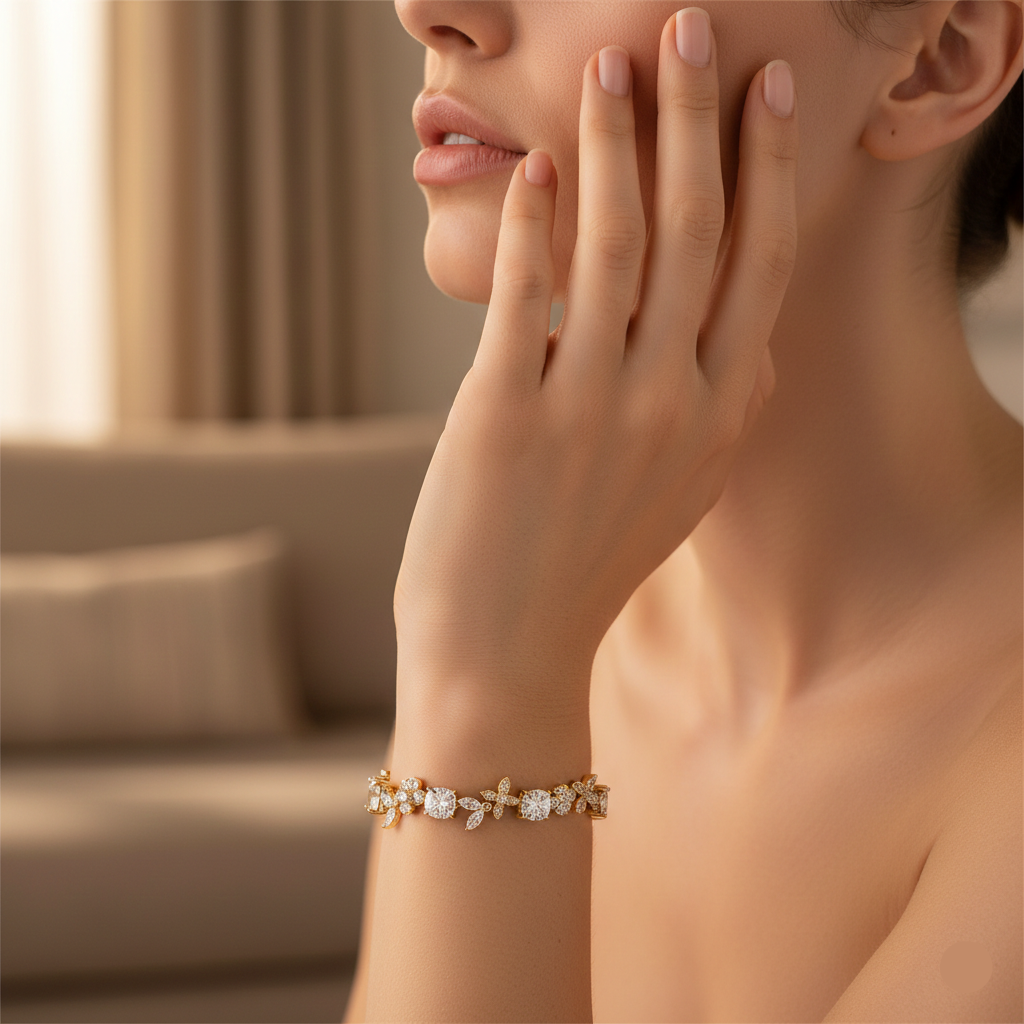   MirrorQuenn  The Sovereign Moissanite Tennis Bracelet Yellow Gold / 16cm-Yellow Gold / 17cm-Yellow Gold / 18cm-Yellow Gold / 19cm-Yellow Gold / 20cm 