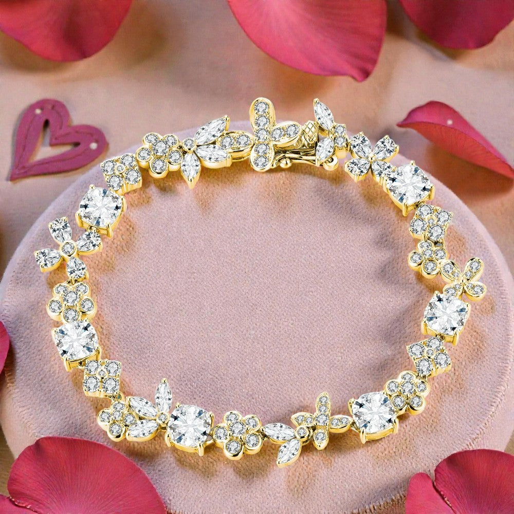   MirrorQuenn  The Sovereign Moissanite Tennis Bracelet Yellow Gold / 16cm-Yellow Gold / 17cm-Yellow Gold / 18cm-Yellow Gold / 19cm-Yellow Gold / 20cm 