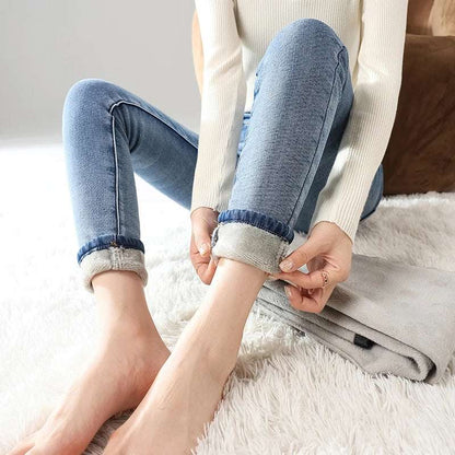 mirrorquenn Thermal Fleece Jeans in shop online women's fashion