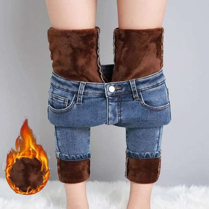 mirrorquenn Thermal Fleece Jeans in shop online women's fashion