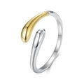   MirrorQuenn  Two-Tone Waterdrop Adjustable Silver Ring BSR630-E / resizable 