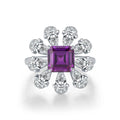   MirrorQuenn rings Violet Flower Cocktail Ring Violet / 5-Violet / 6-Violet / 7-Violet / 8-Violet / 9 