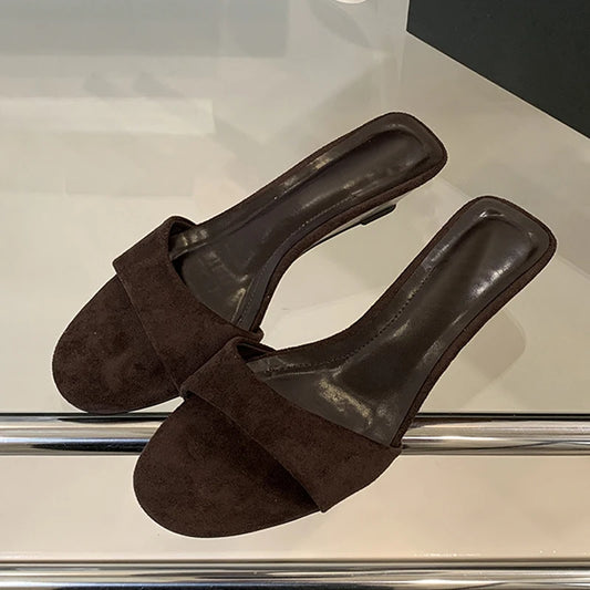 mirrorquenn Wooden Wedge Slides in shop online women's fashion