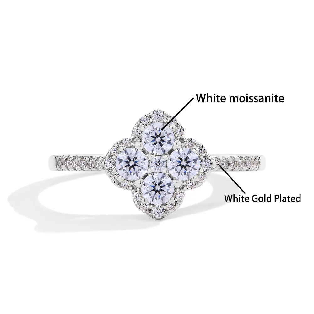 Diamond ring with white moissanite stones and white gold plating, branded  mirrorquenn